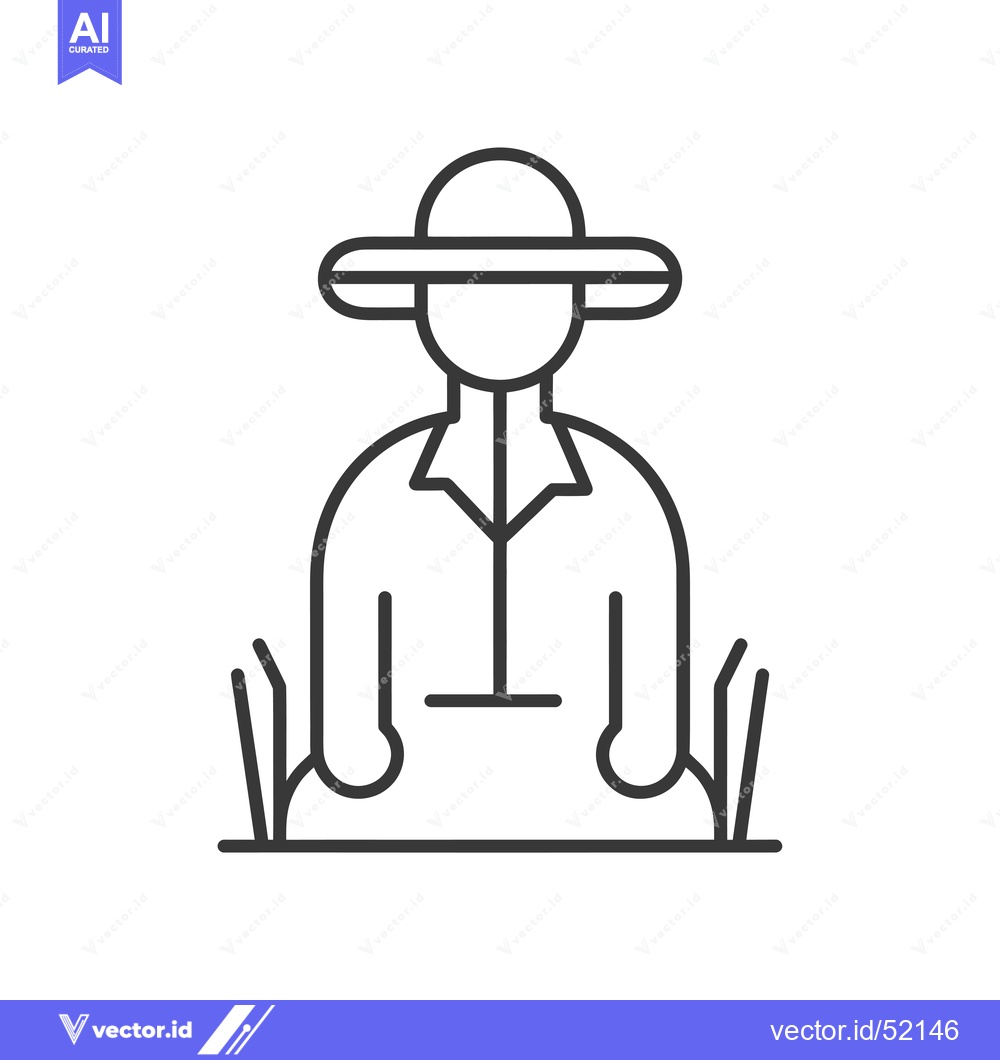 Premium Vector dari Line art illustration of a farmer in a field