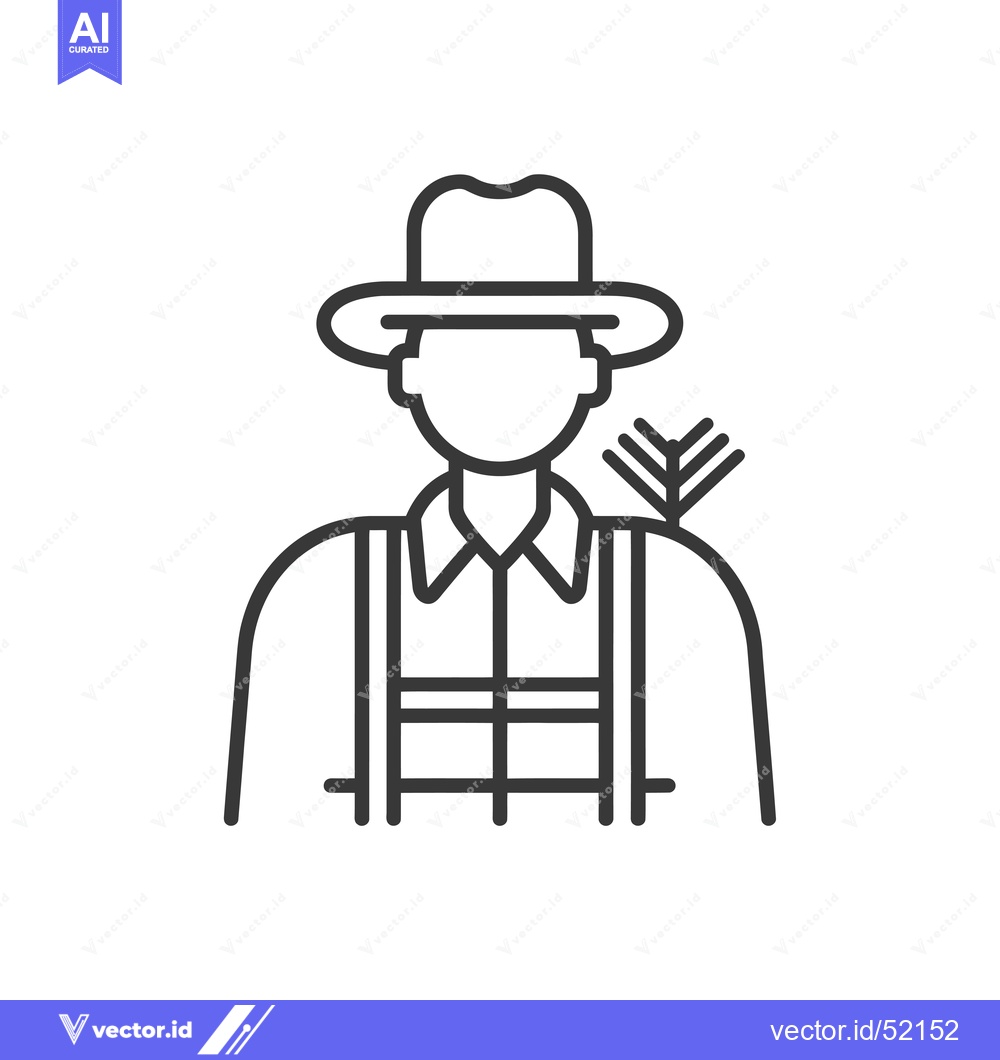 Premium Vector dari Line Art Illustration of a Farmer Wearing a Hat and Overalls