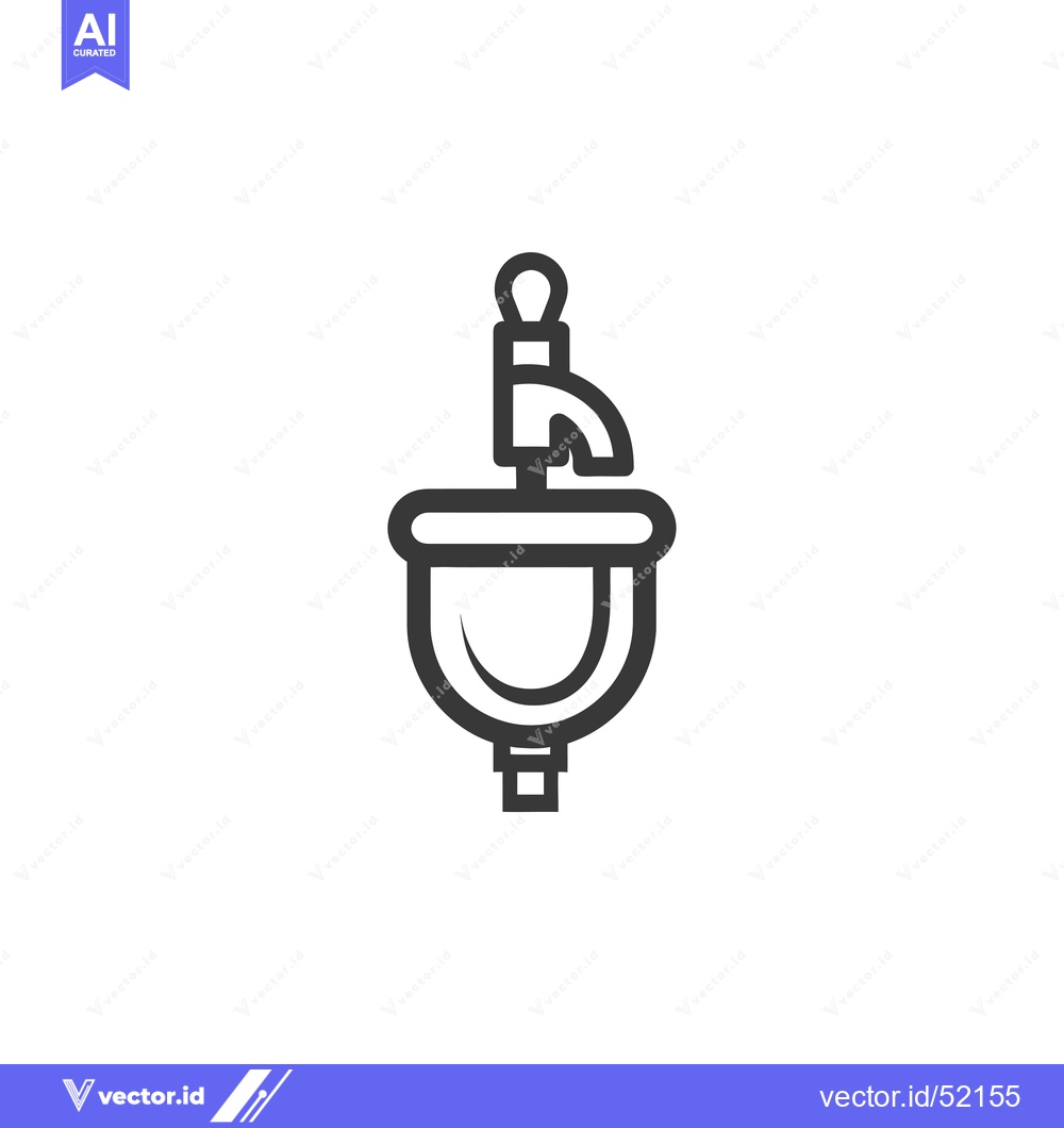 Premium Vector of Line Art Illustration of a Faucet and Sink