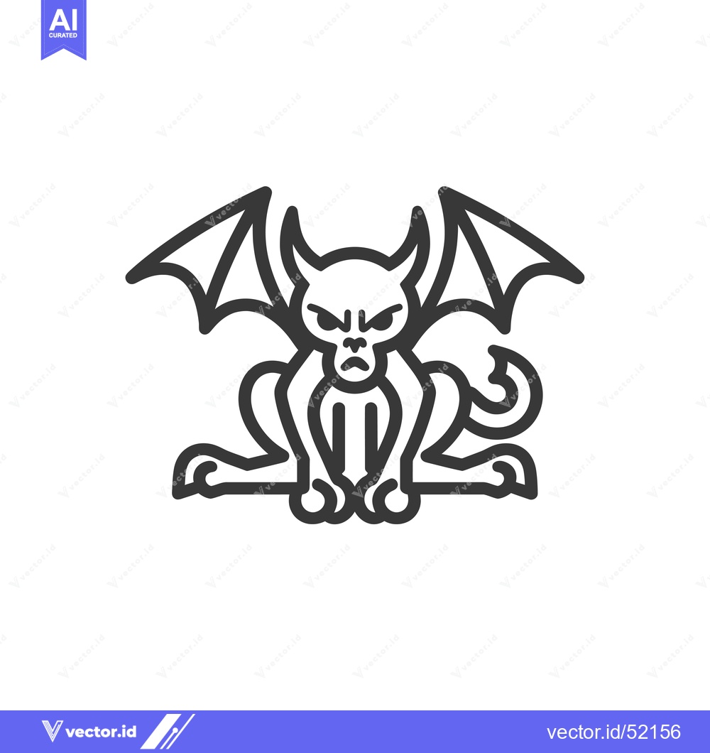 Premium Vector dari Line Art Illustration of a Feline Demon with Wings