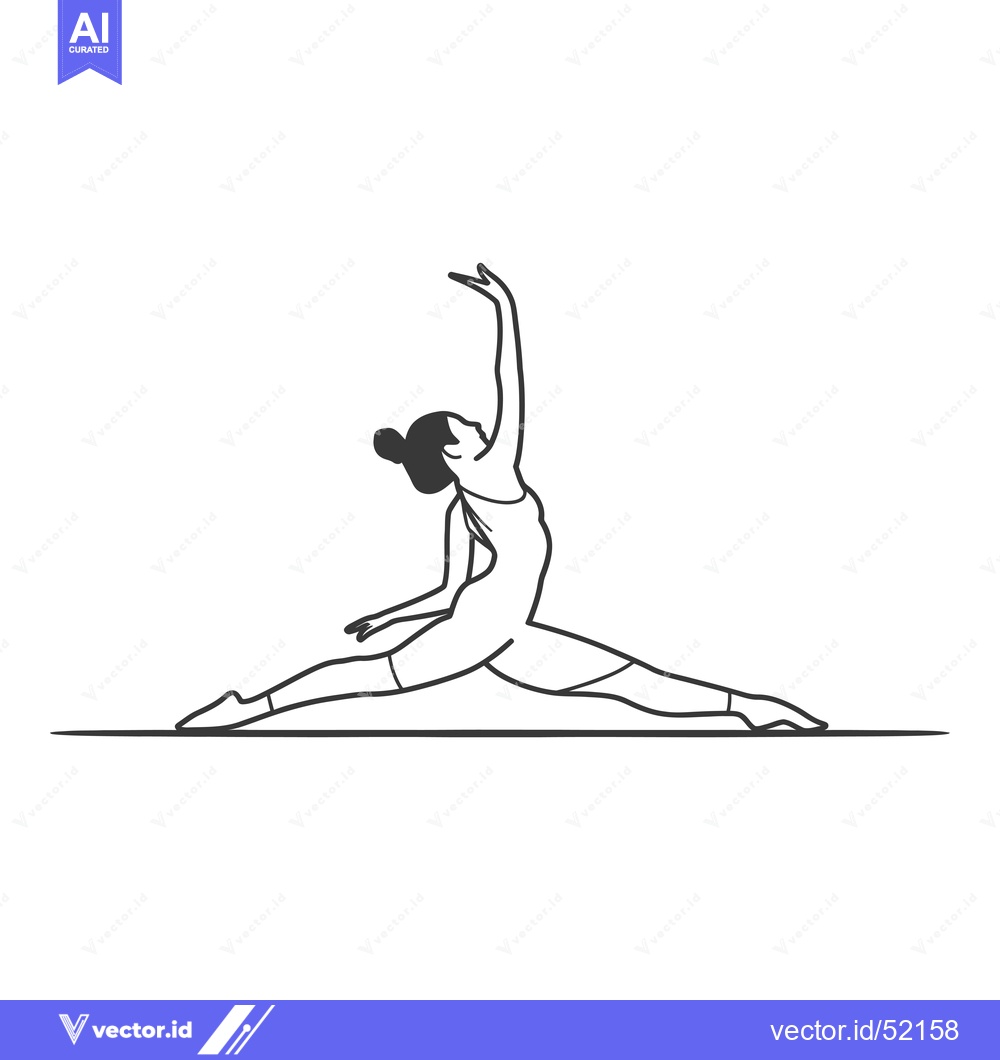 Premium Vector of Line Art Illustration of a Female Ballerina Performing a Split