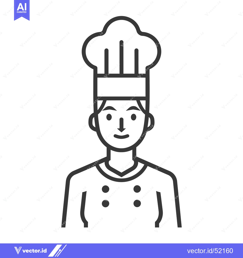 Premium Vector dari Line Art Illustration of a Female Chef Wearing a Chef Hat