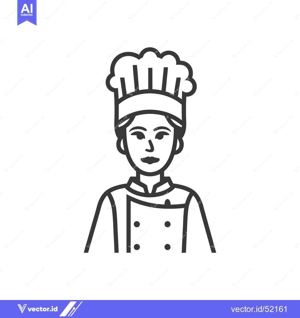 Premium Vector dari Line Art Illustration of a Female Chef Wearing a Hat