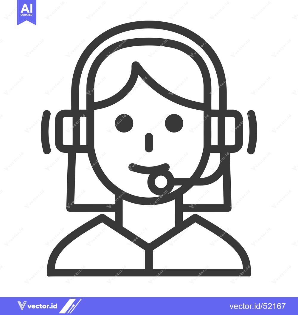 Premium Vector dari Line art illustration of a female customer service representative wear