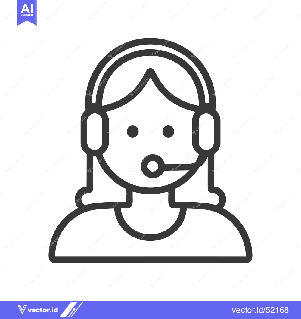Premium Vector dari Line Art Illustration of a Female Customer Service Representative with
