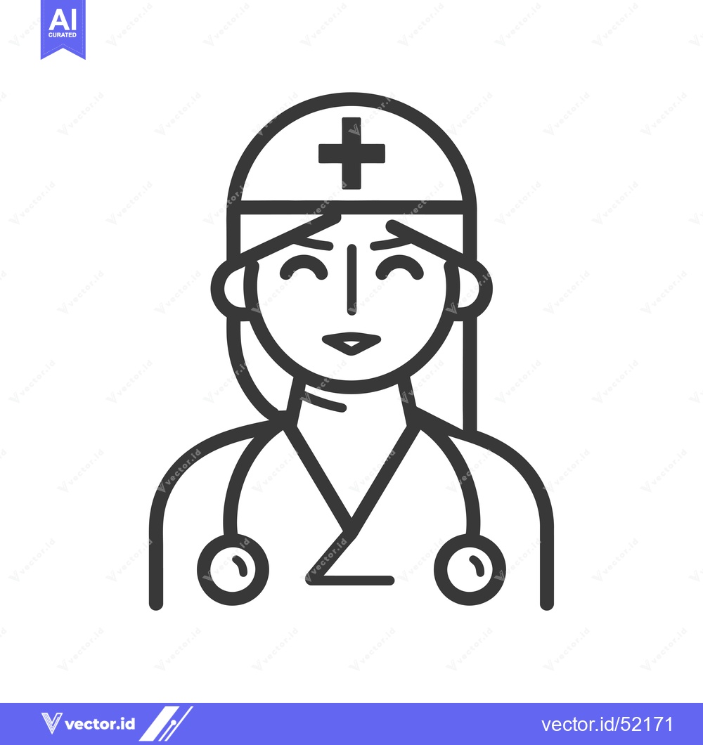 Premium Vector dari Line Art Illustration of a Female Doctor with a Stethoscope