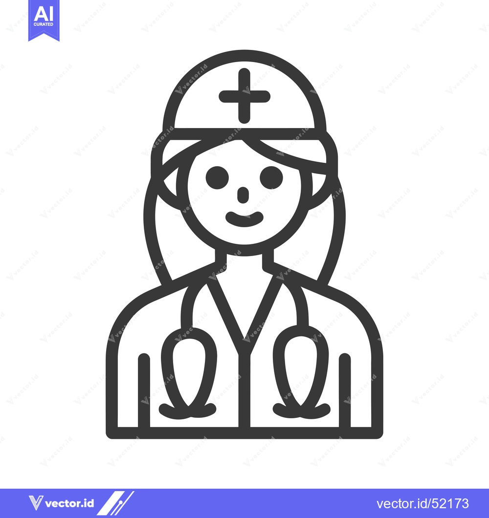 Premium Vector dari Line Art Illustration of a Female Doctor with a Stethoscope