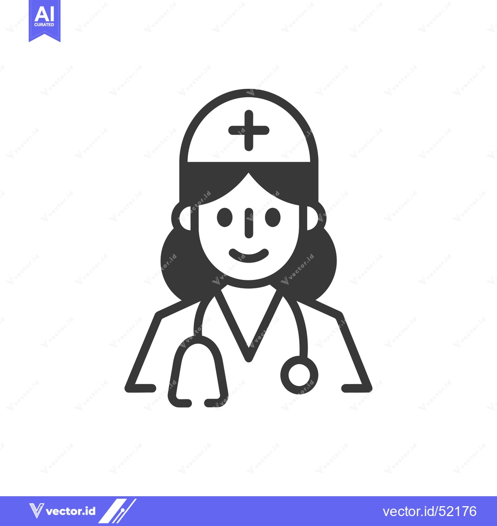 Premium Vector of Line art illustration of a female doctor with a stethoscope