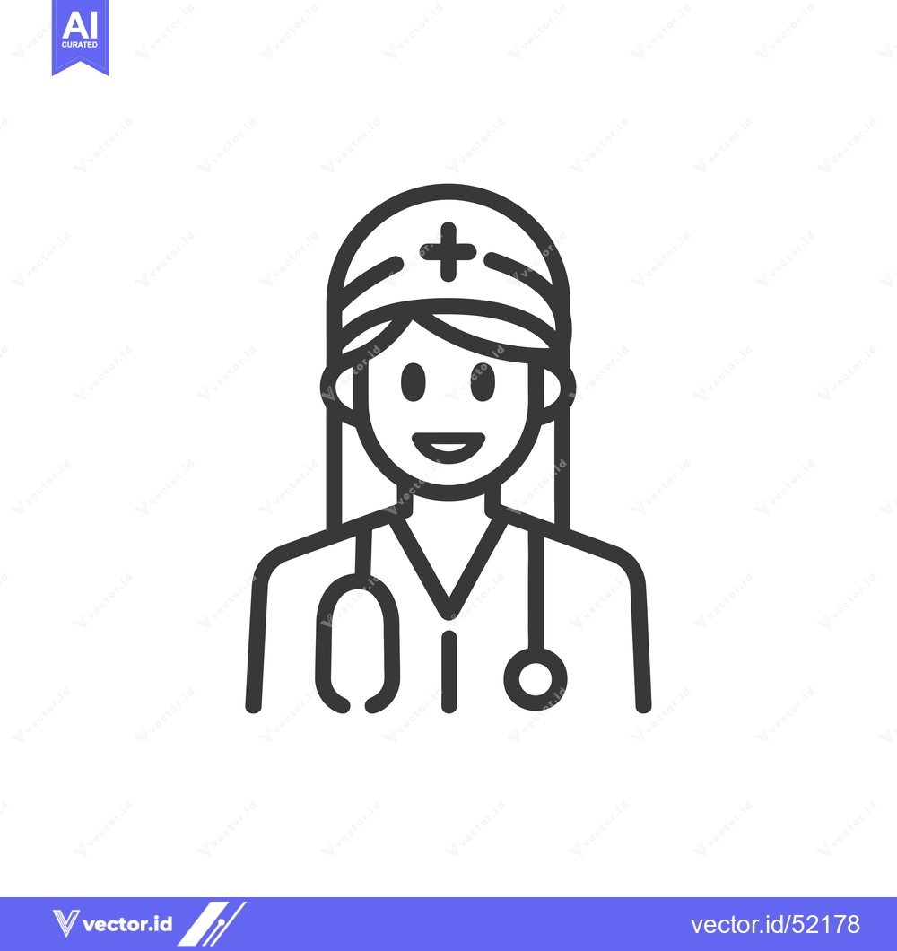 Premium Vector dari Line Art Illustration of a Female Doctor with a Stethoscope