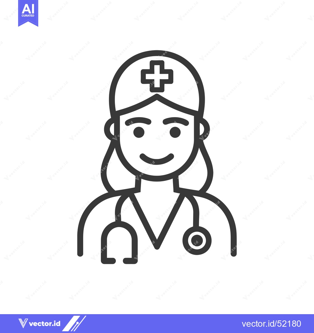 Premium Vector dari Line Art Illustration of a Female Doctor with a Stethoscope