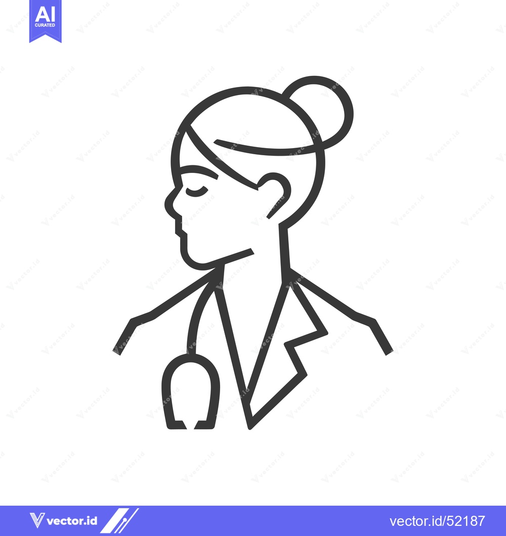 Premium Vector dari Line Art Illustration of a Female Doctor with a Stethoscope