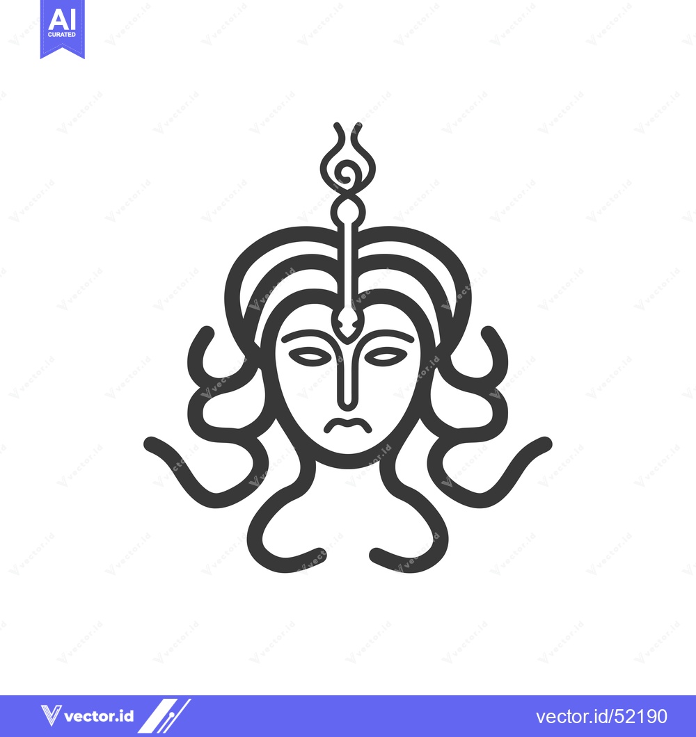 Premium Vector of Line Art Illustration of a Female Face with a Head Ornament