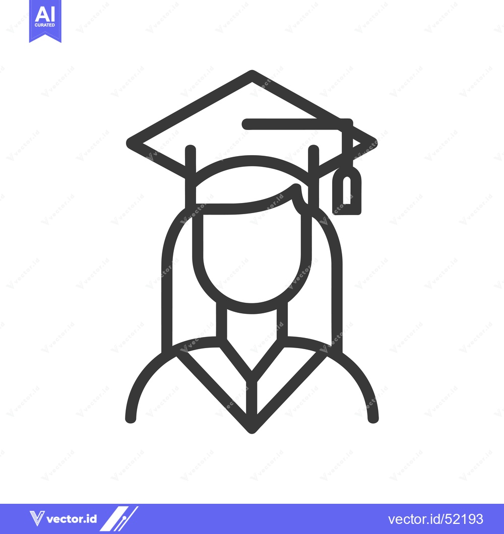 Premium Vector dari Line Art Illustration of a Female Graduate with a Graduation Cap