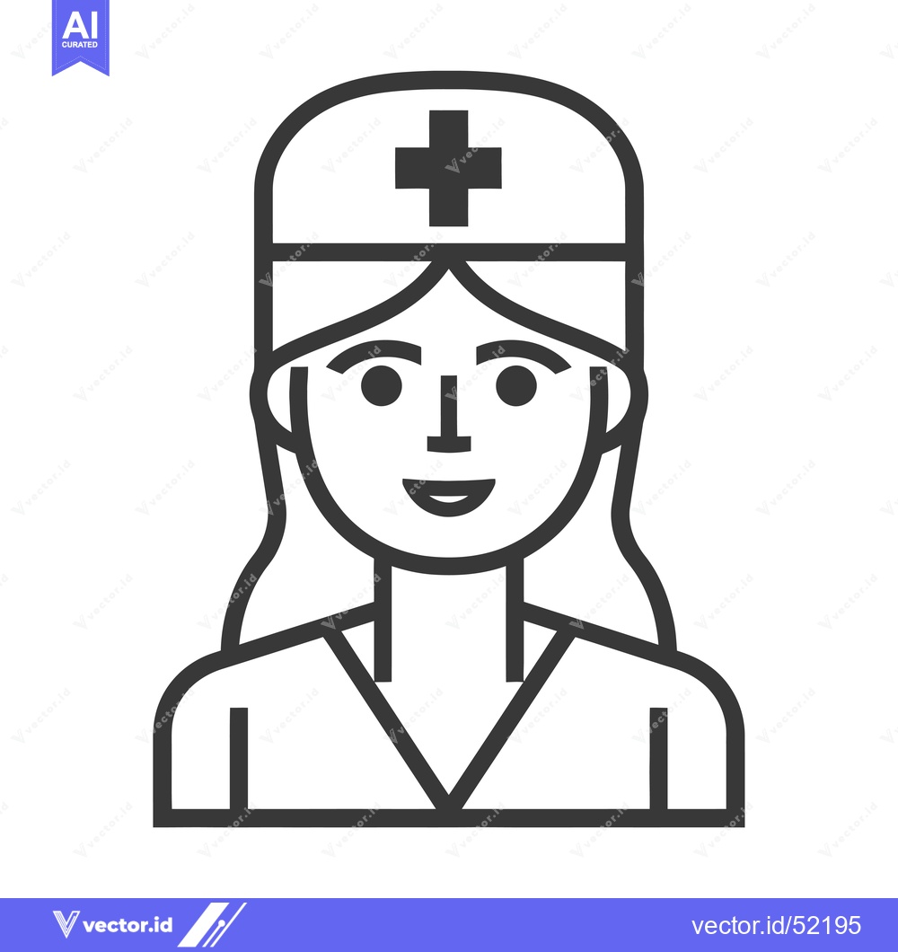 Premium Vector dari Line Art Illustration of a Female Nurse or Doctor