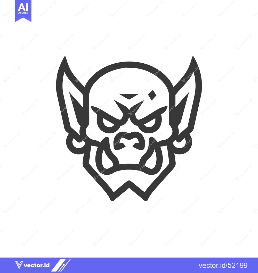 Premium Vector dari Line Art Illustration of a Ferocious Orc Face
