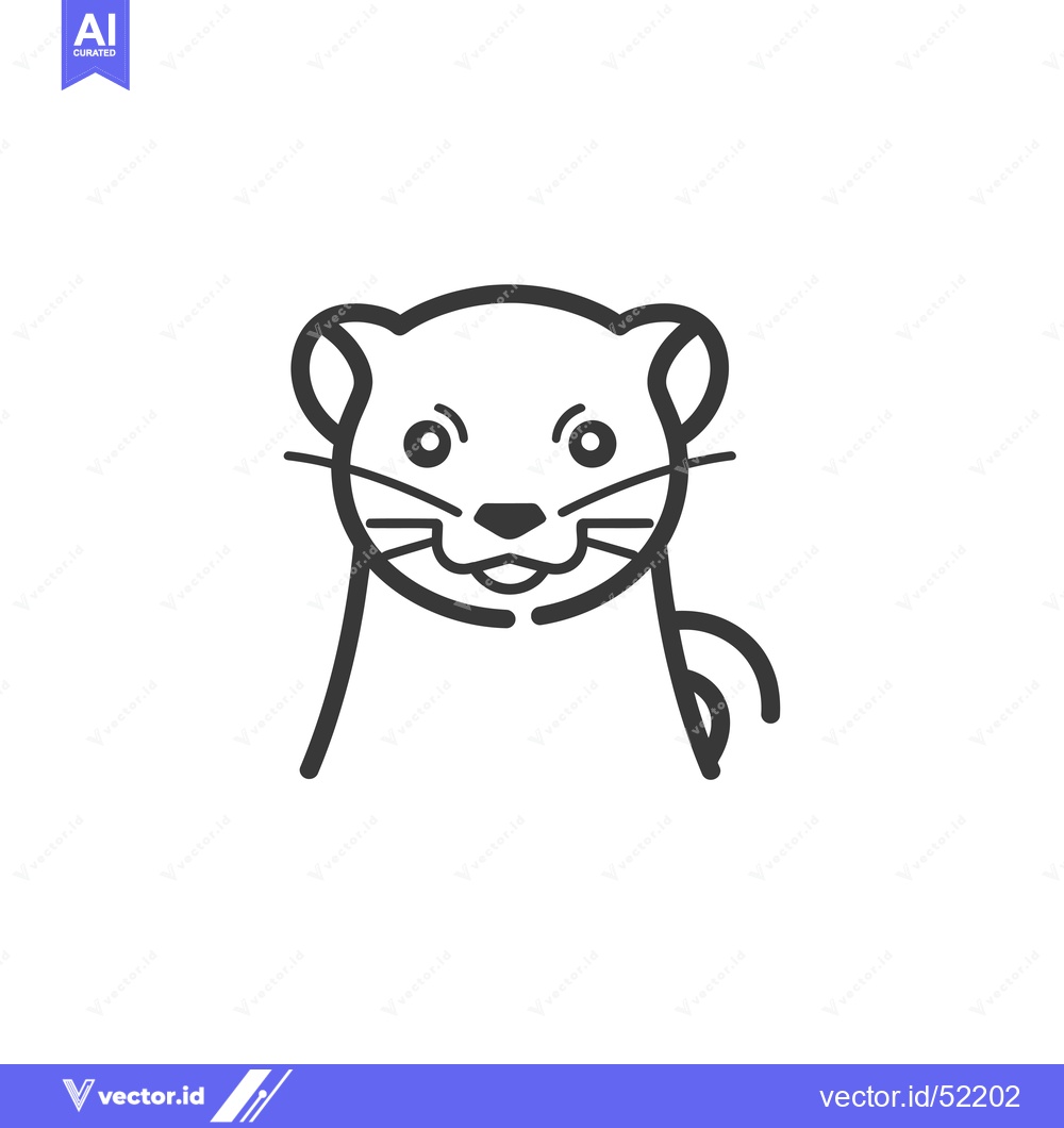 Premium Vector of Line art illustration of a ferret's head and neck