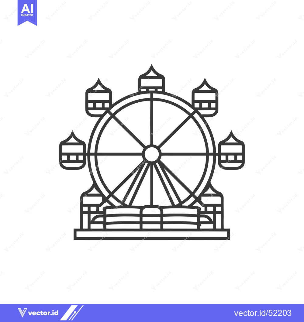 Premium Vector dari Line Art Illustration of a Ferris Wheel