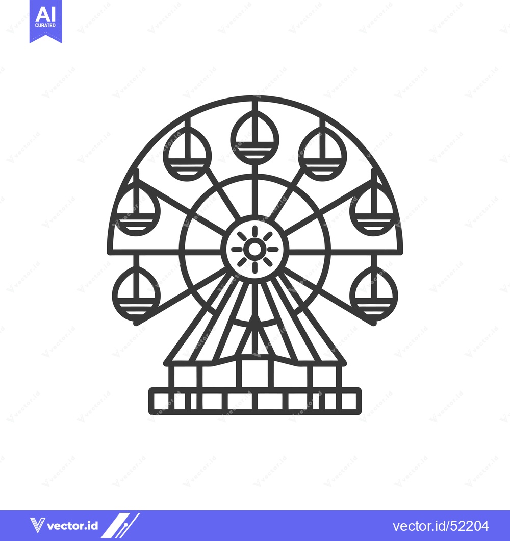 Premium Vector dari Line Art Illustration of a Ferris Wheel with Eight Gondolas