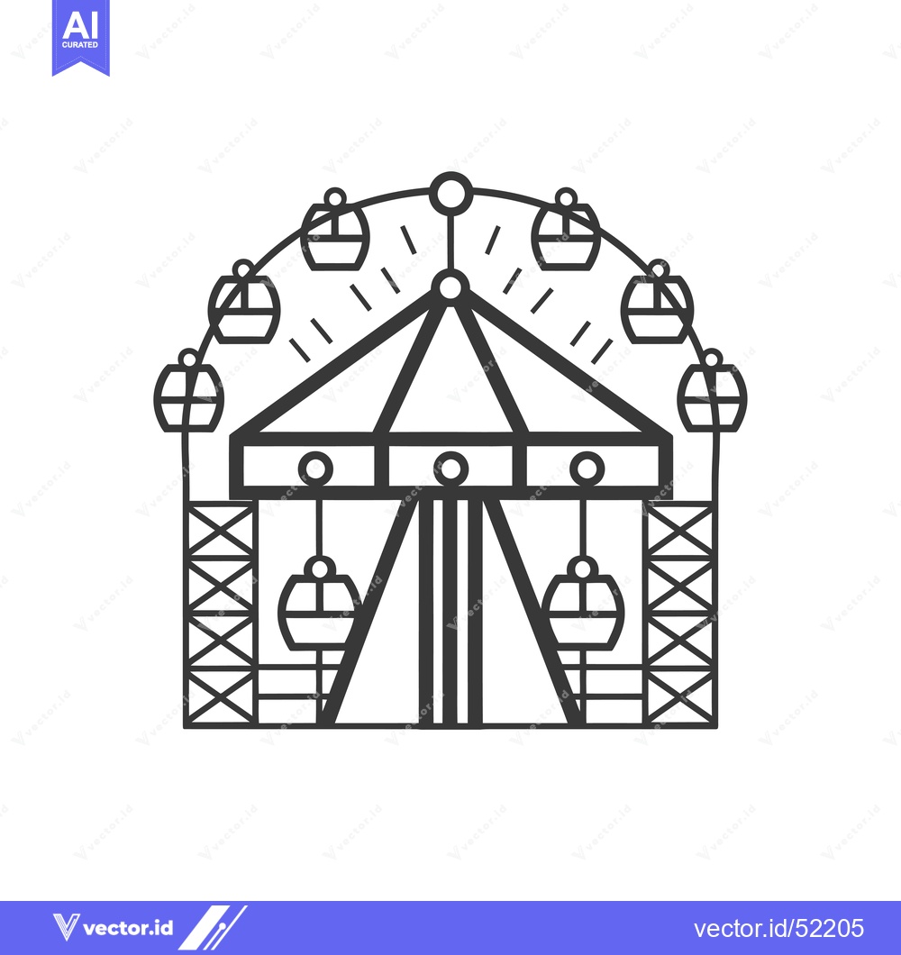 Premium Vector of Line art illustration of a Ferris wheel with gondolas