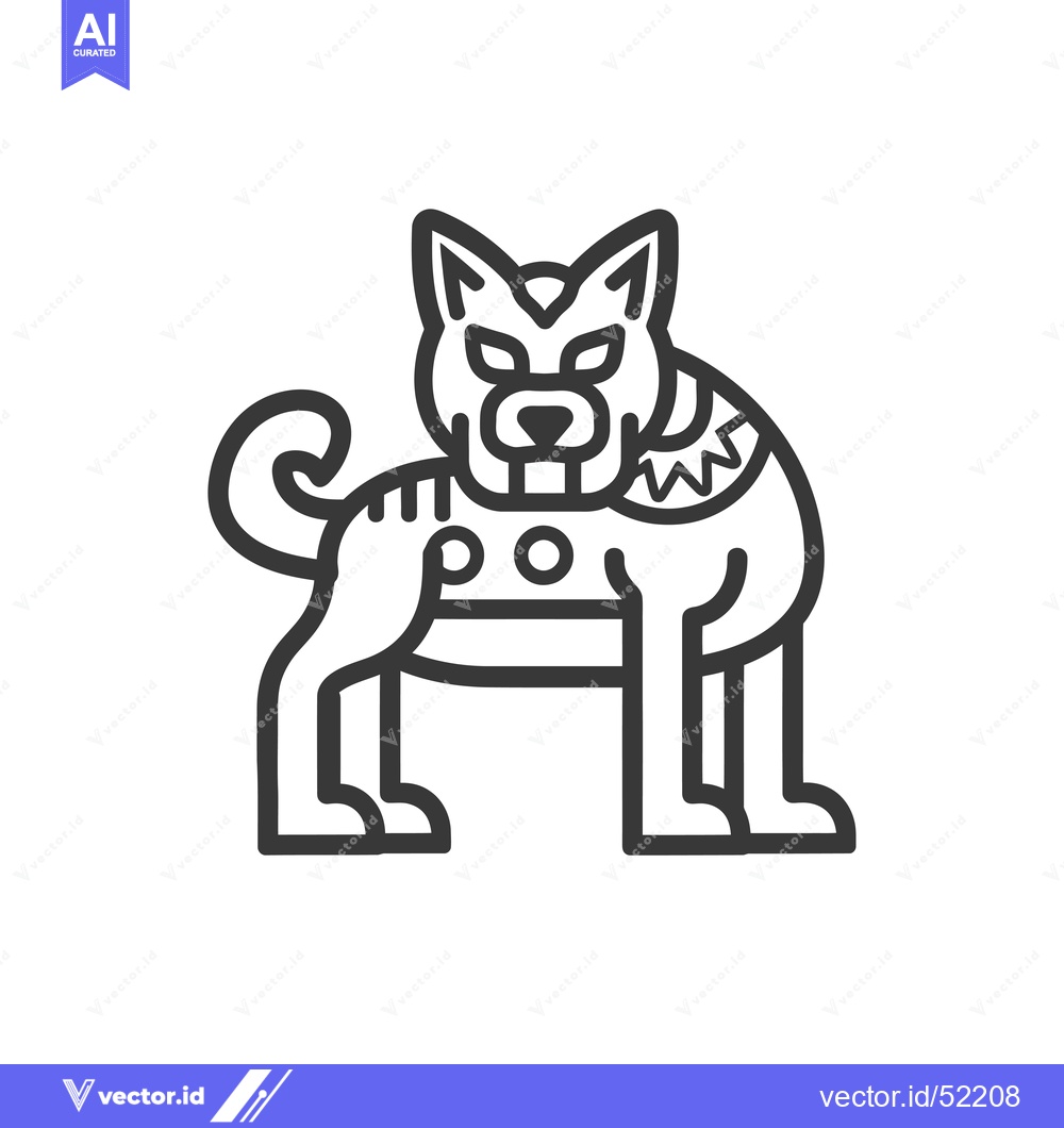 Premium Vector dari Line Art Illustration of a Fierce Canine with a Collar