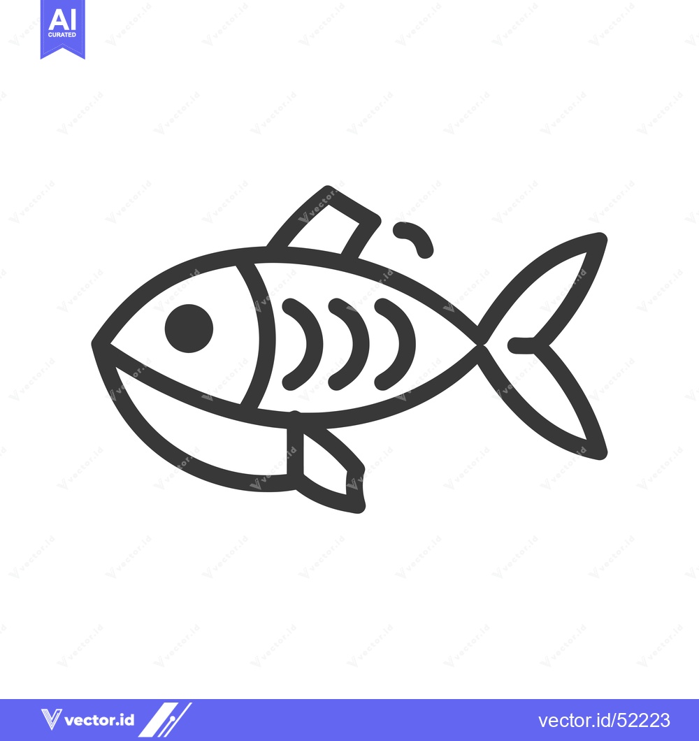 Premium Vector dari Line art illustration of a fish with visible bones