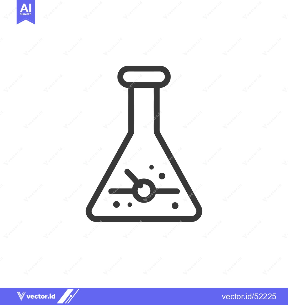 Premium Vector of Line art illustration of a flask with a molecule inside