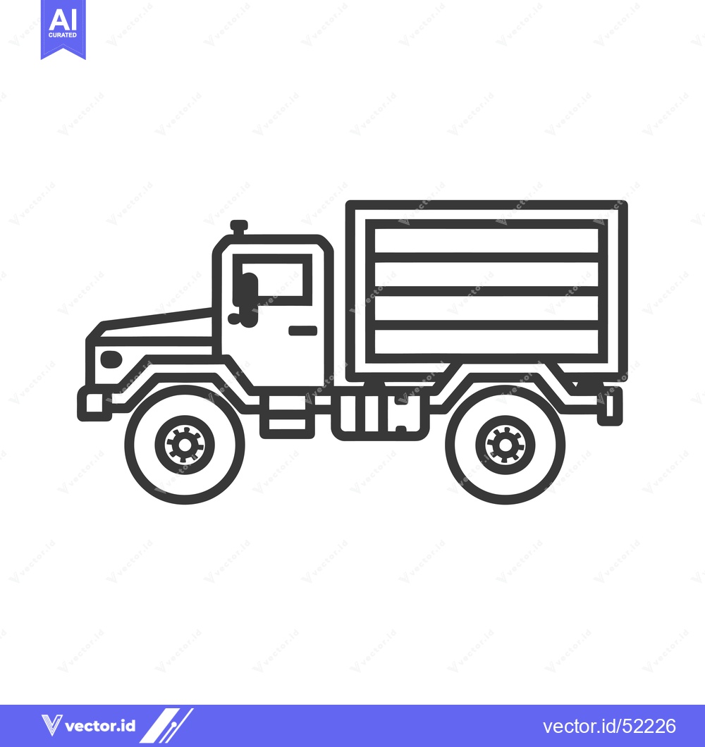 Premium Vector dari Line art illustration of a flatbed truck