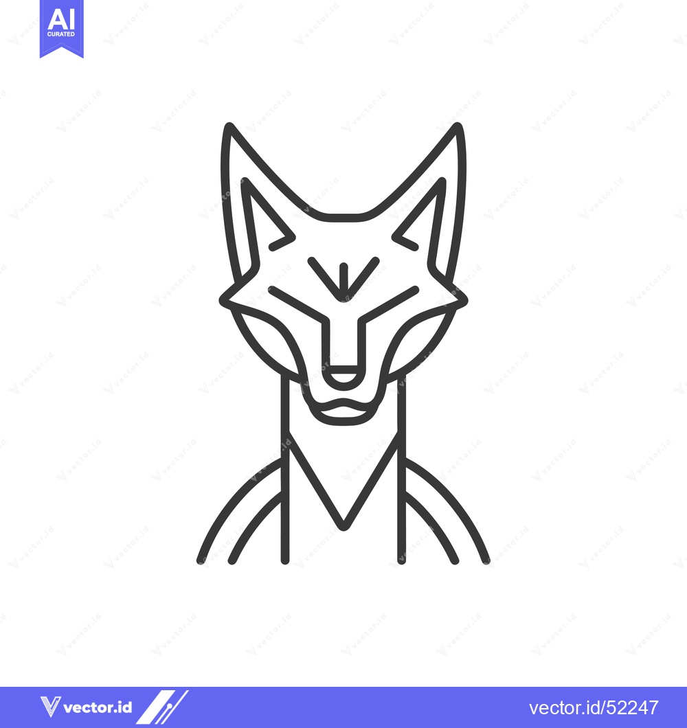 Premium Vector of Line Art Illustration of a Fox Head