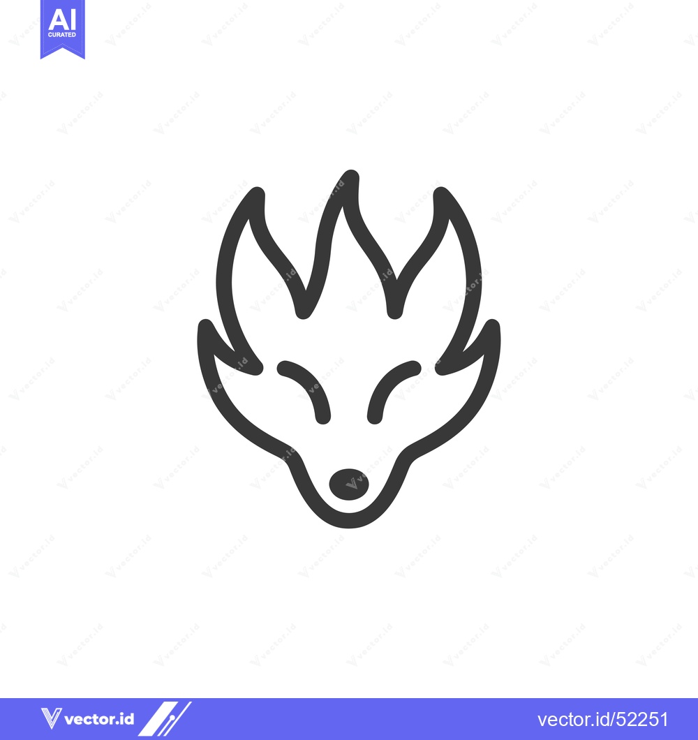 Premium Vector of Line art illustration of a fox's face with closed eyes