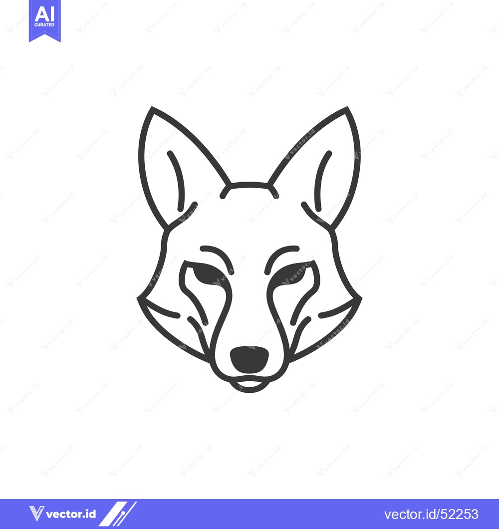 Premium Vector of Line Art Illustration of a Fox's Head
