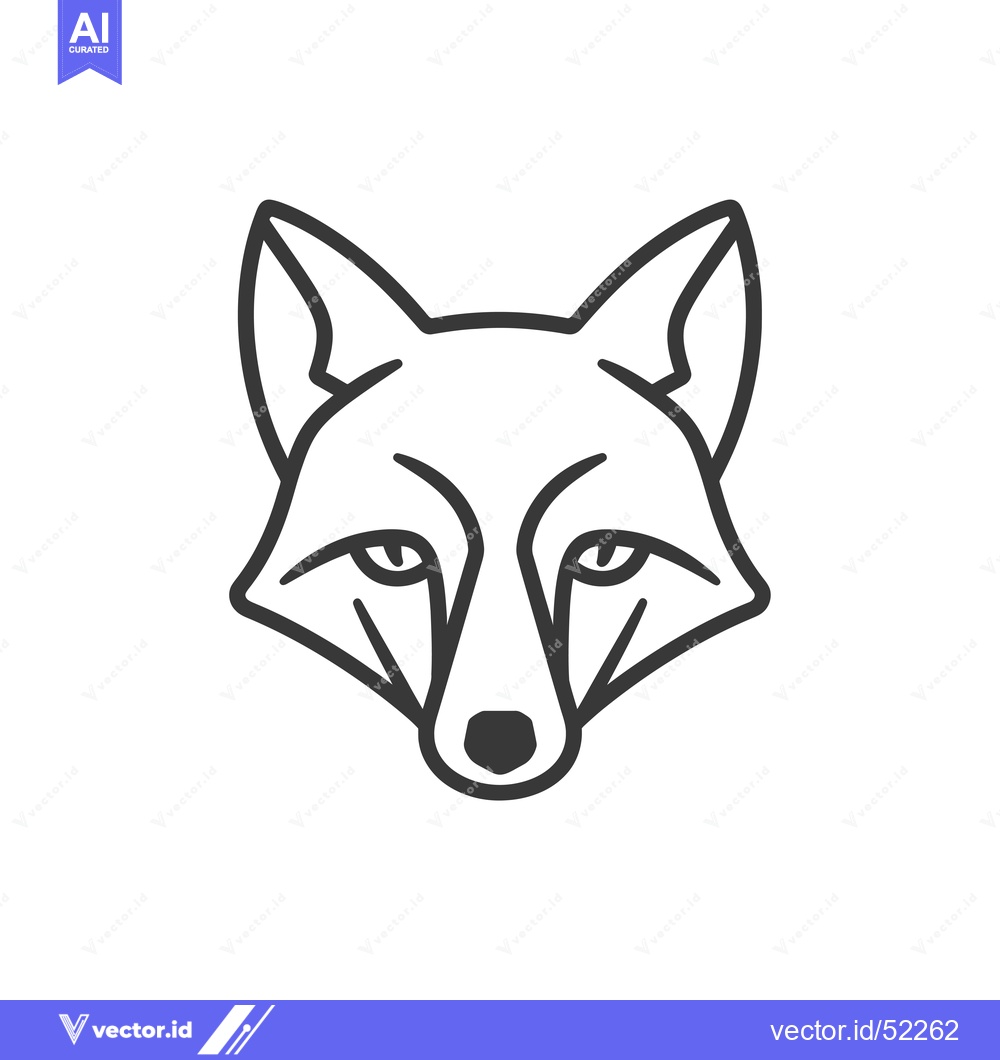 Premium Vector of Line Art Illustration of a Fox's Head