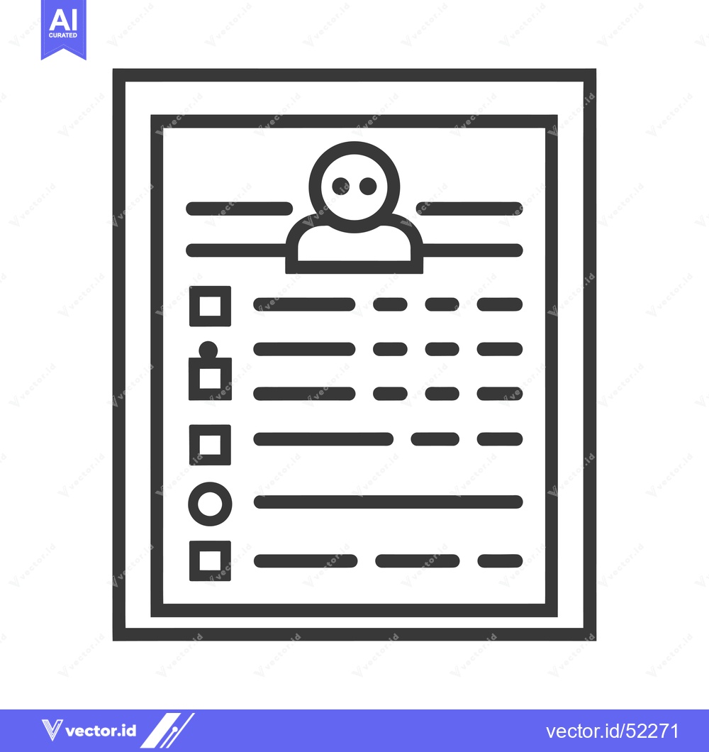 Premium Vector dari Line art illustration of a framed profile with checklist and informati