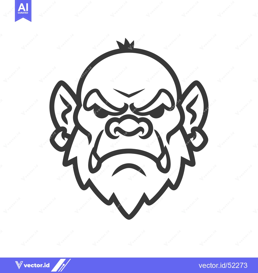 Premium Vector dari Line Art Illustration of a Frowning Ogre's Head
