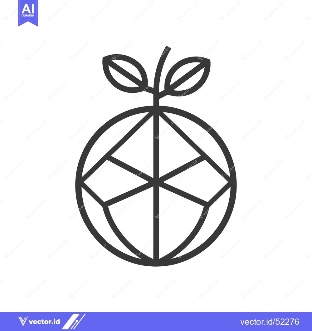 Premium Vector of Line Art Illustration of a Fruit with Leaves