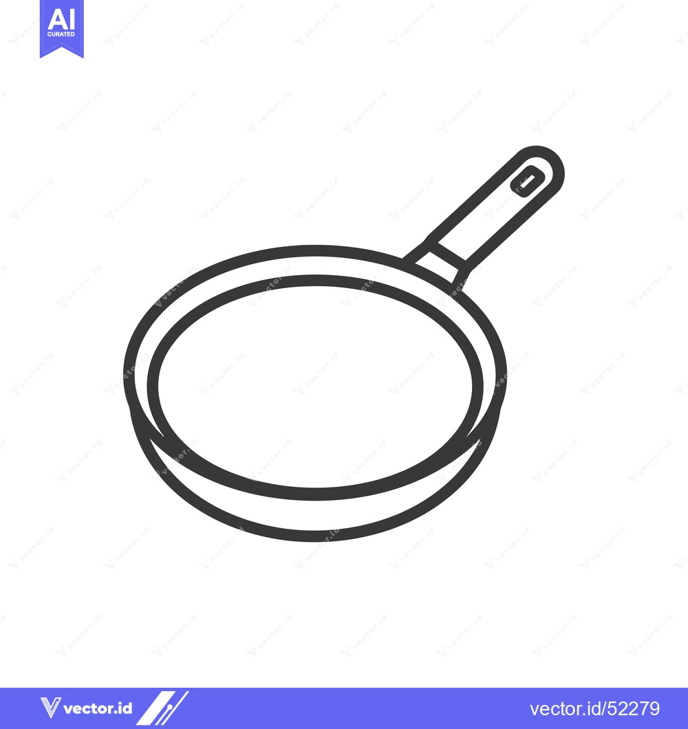 Premium Vector dari Line Art Illustration of a Frying Pan