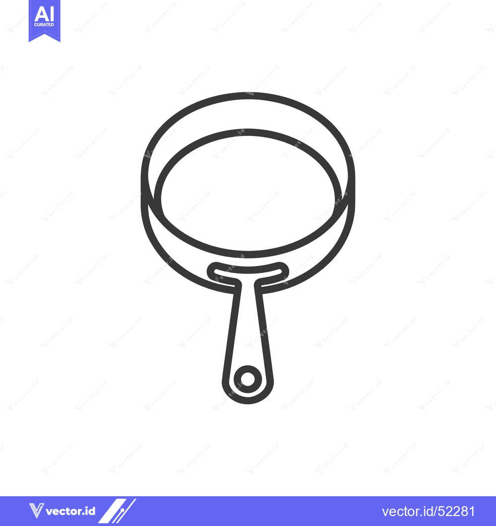 Premium Vector of Line art illustration of a frying pan with a handle
