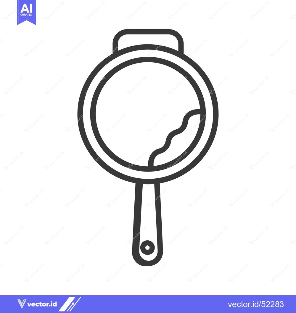 Premium Vector dari Line art illustration of a frying pan with a wavy line in the center