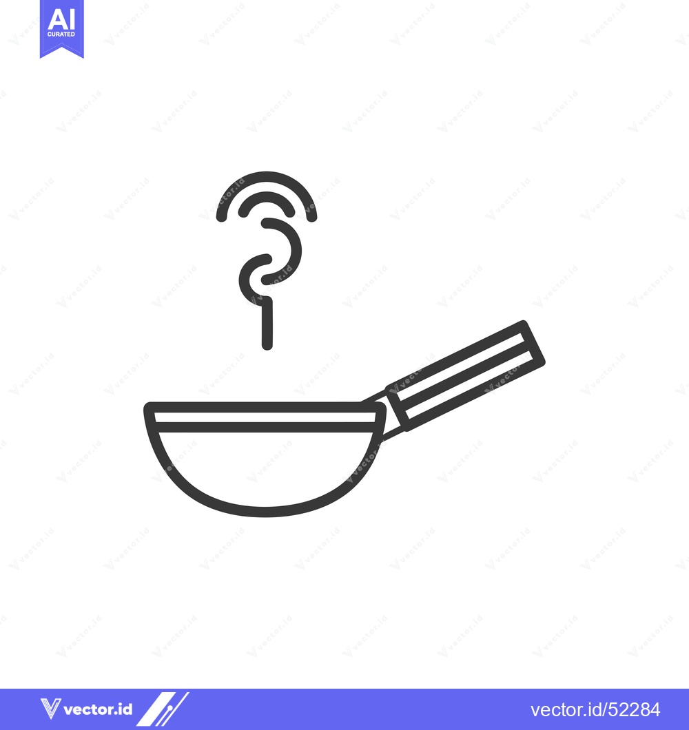Premium Vector dari Line art illustration of a frying pan with steam rising from it