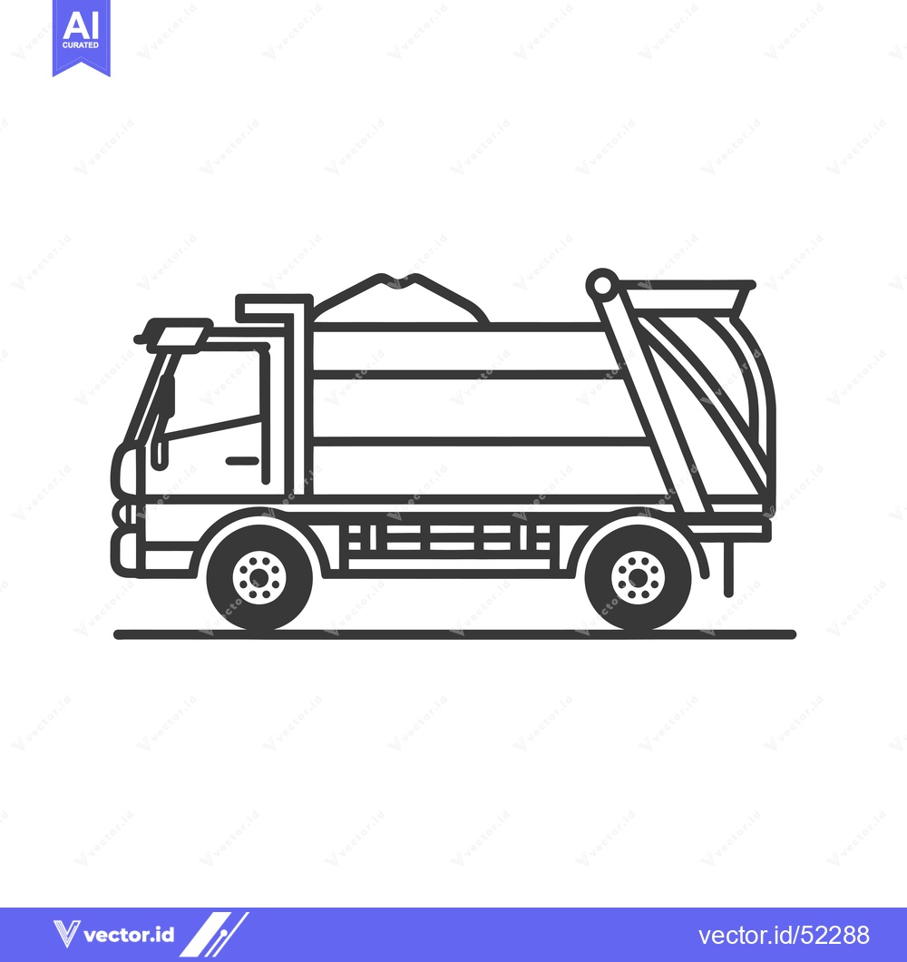 Premium Vector of Line art illustration of a garbage truck