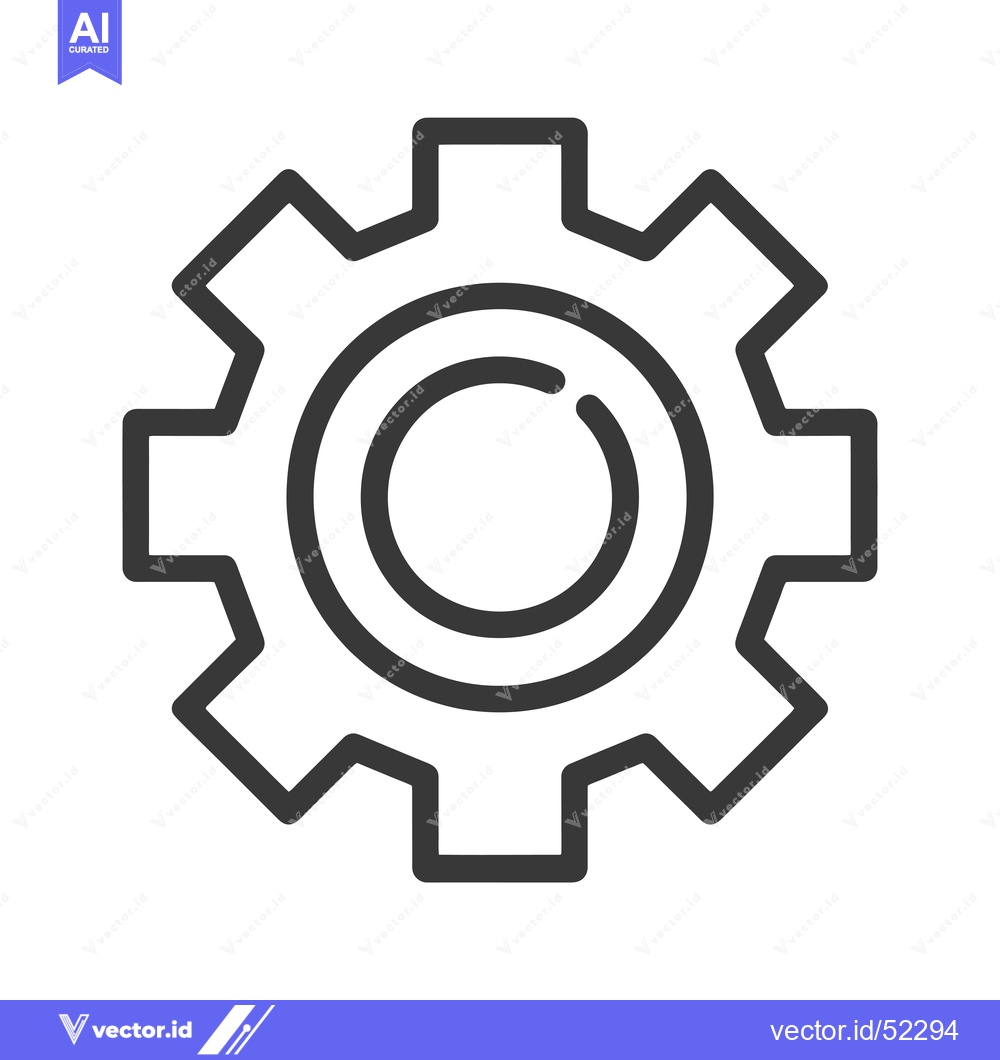Premium Vector of Line Art Illustration of a Gear or Cogwheel