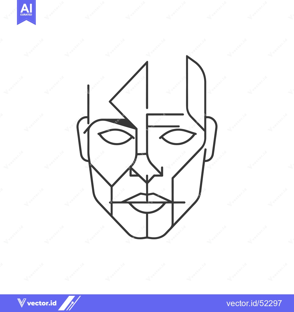 Premium Vector of Line Art Illustration of a Geometric Human Face
