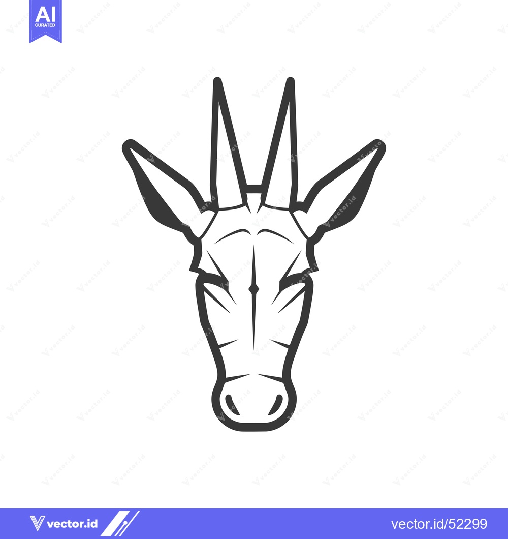 Premium Vector of Line Art Illustration of a Gerenuk's Head