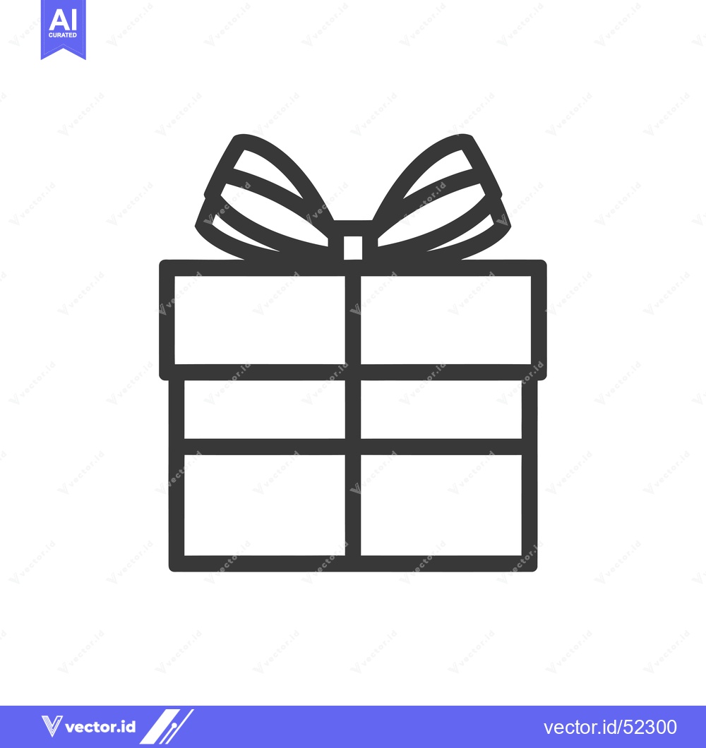Premium Vector dari Line Art Illustration of a Gift Box with a Bow