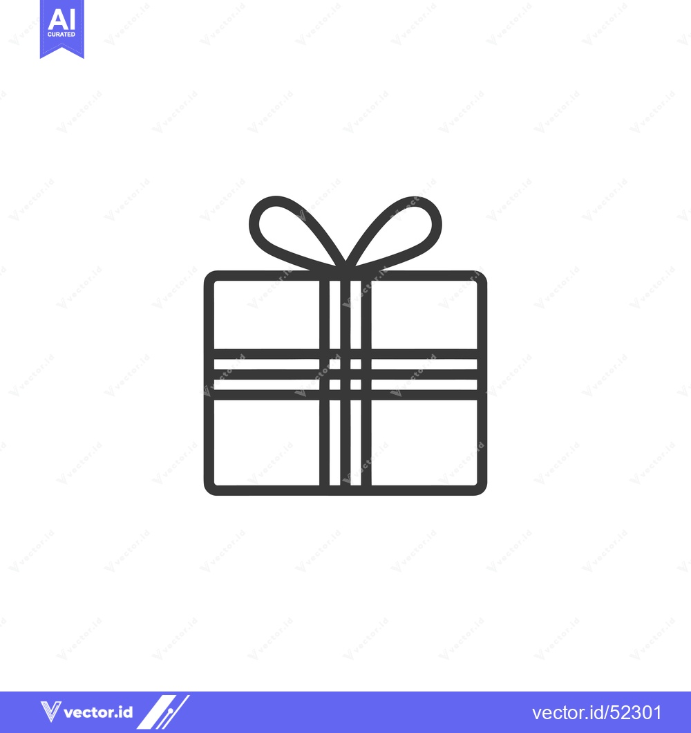 Premium Vector of Line Art Illustration of a Gift Box with a Bow
