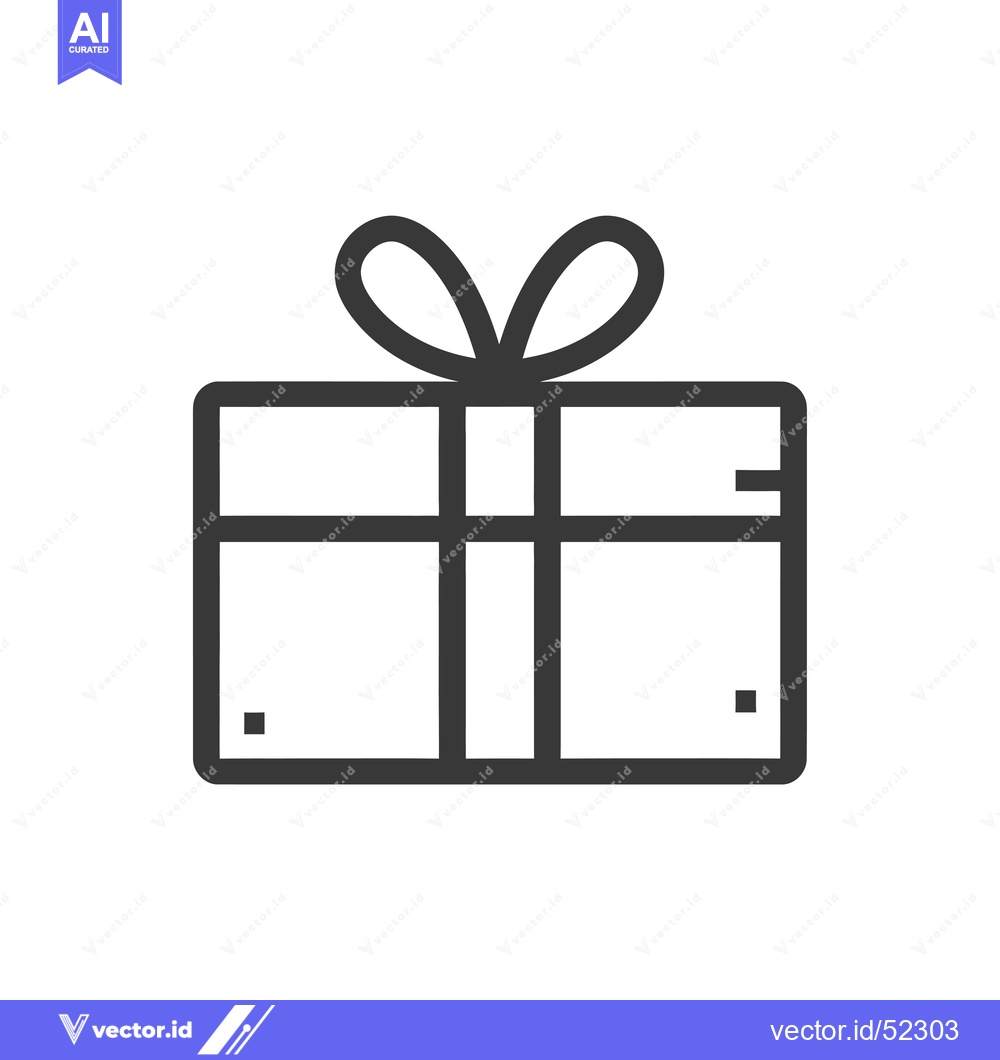 Premium Vector dari Line art illustration of a gift box with a bow on top