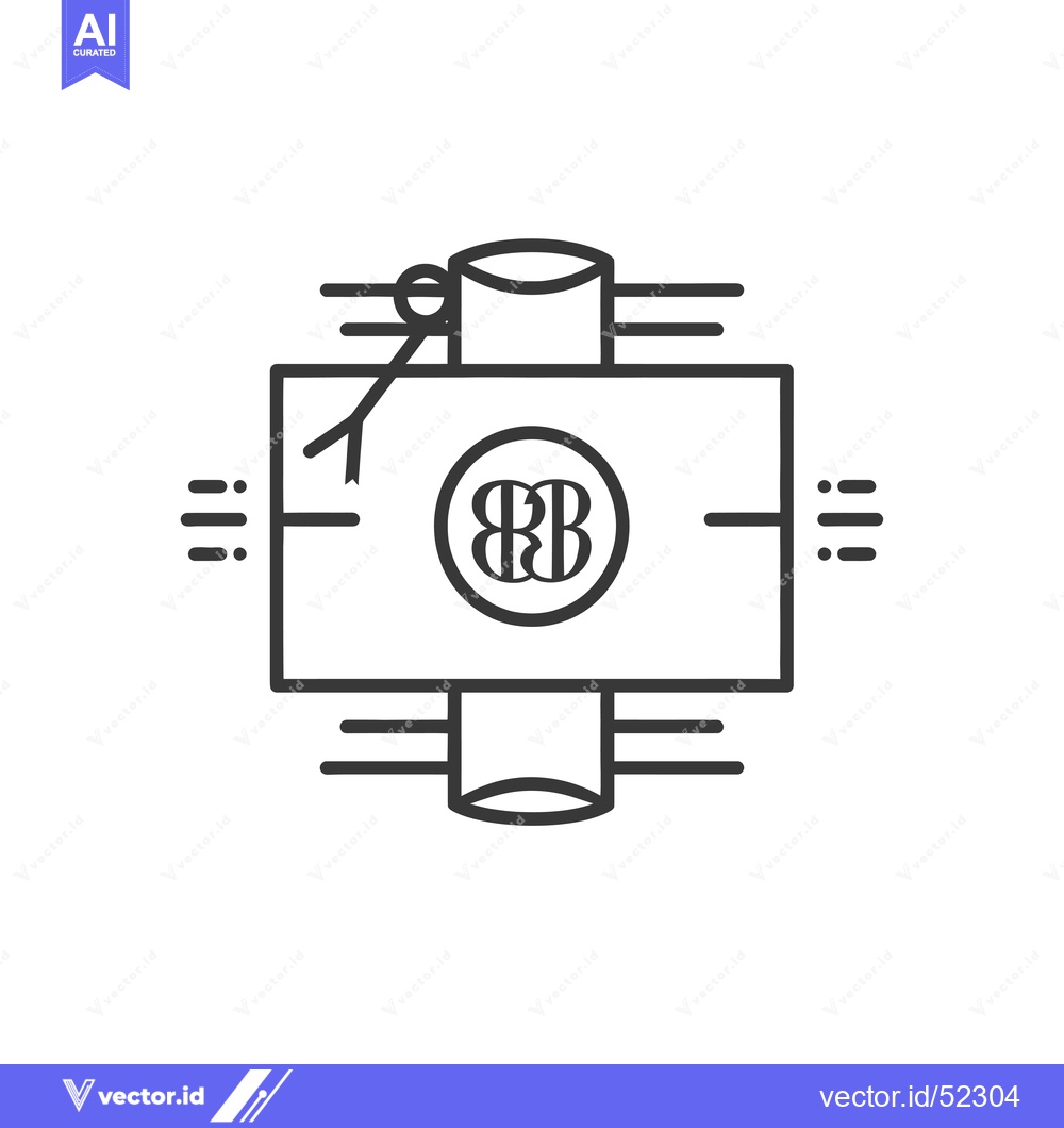 Premium Vector dari Line Art Illustration of a Gift Box with Ribbon and Double "B" Logo