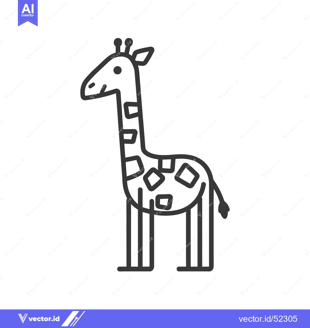 Premium Vector dari Line Art Illustration of a Giraffe