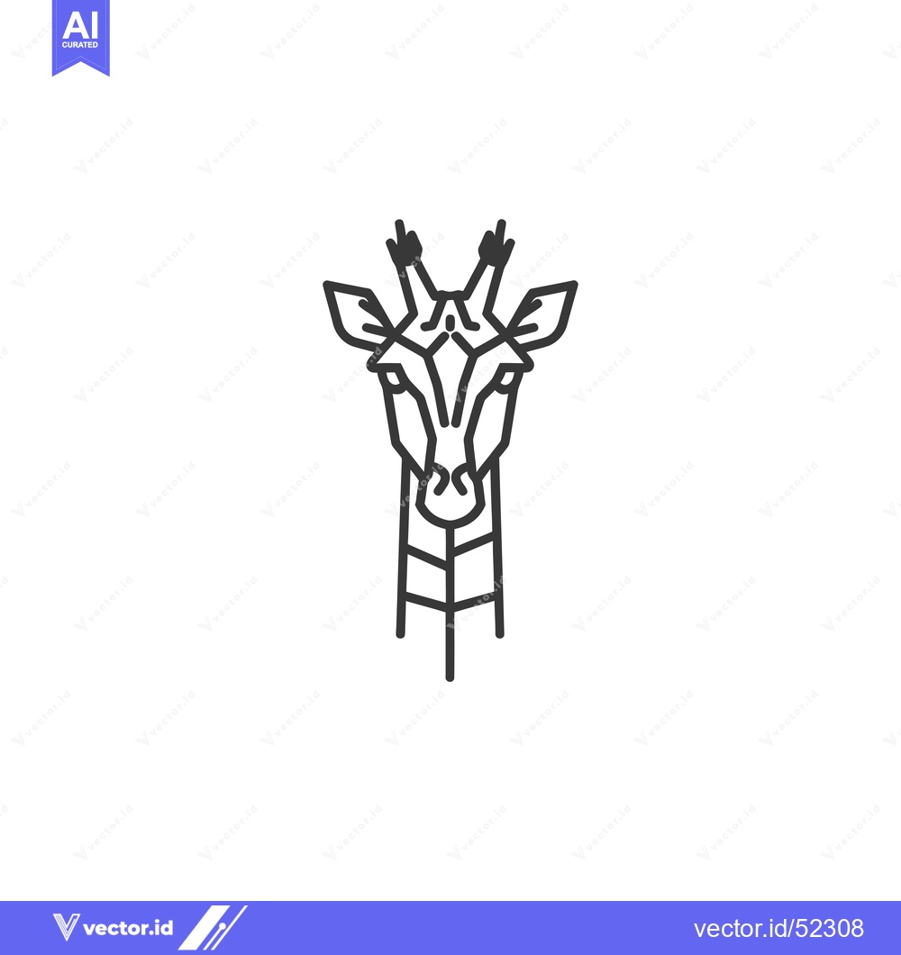 Premium Vector dari Line Art Illustration of a Giraffe's Head and Neck