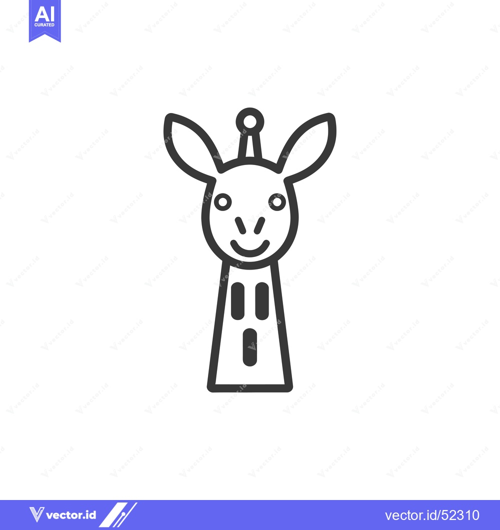 Premium Vector of Line Art Illustration of a Giraffe's Head and Neck