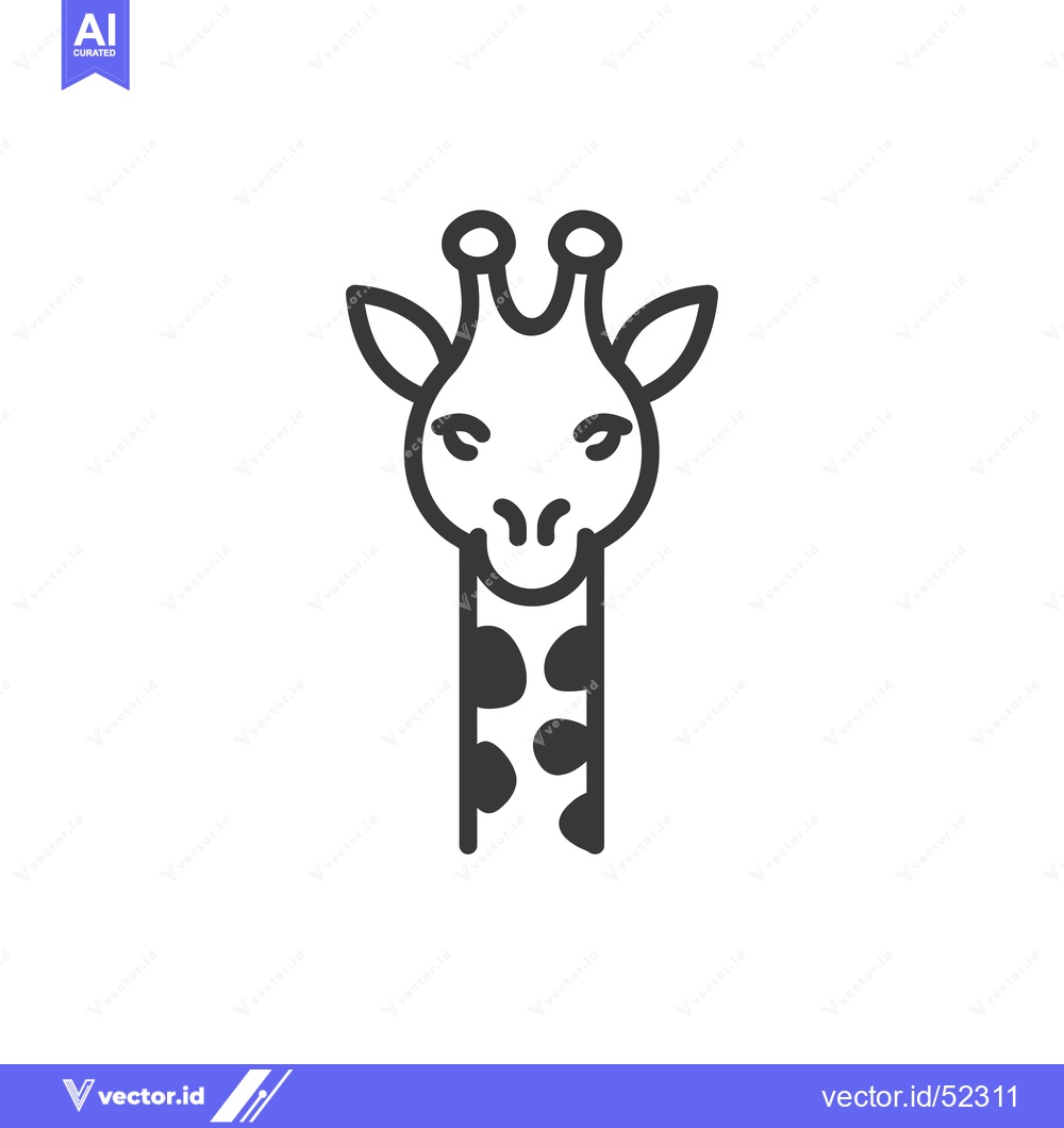 Premium Vector dari Line Art Illustration of a Giraffe's Head and Neck
